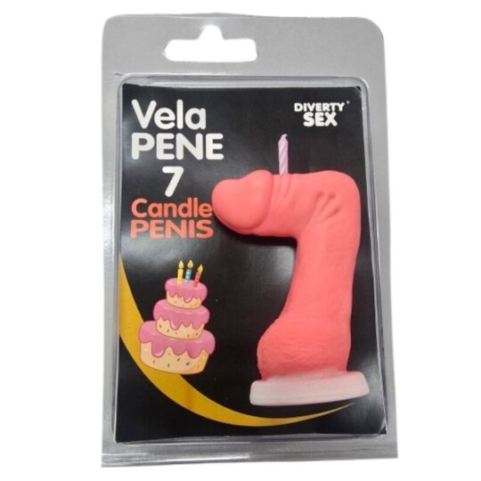 DIABLO PICANTE - CANDELA A FORMA DI PENE A FORMA DI NUMERO 7 COLORE ROSA