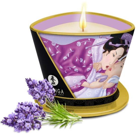 SHUNGA - MASSAGE CANDLE CANDELA DA MASSAGGIO CON OLIO CALDO FIORE DI CILIEGIO 170 ML